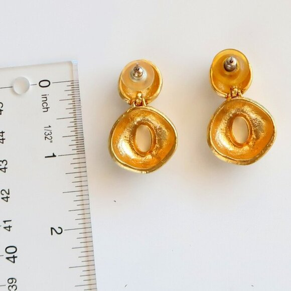 Bundle 3 Pairs Vintage Gold Silver Dangle Stud Clip-on Amber Coin Earrings S M L - Picture 5 of 12